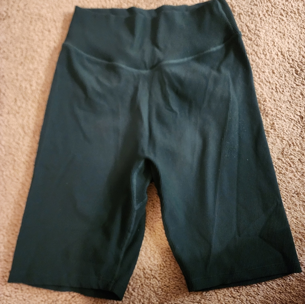 Buffbunny Green Ribbed Biker Shorts - Picture 2 of 3